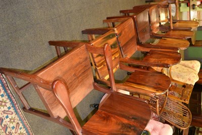 Lot 1395 - Set of six dining chairs made from reclaimed timber including two carvers