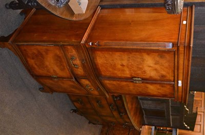 Lot 1439 - Reproduction burr walnut drinks cabinet and mahogany sideboard