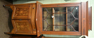 Lot 1449 - Edwardian mahogany inlaid glazed display cabinet on serpentine shaped stand