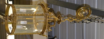 Lot 1477 - Regency style brass mounted cylinder shaped hall lantern