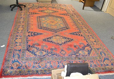 Lot 1483 - Viss carpet, North West Persia, the crimson field centred by sky blue medallion framed by spandrels