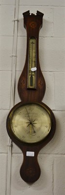 Lot 1051A - 19th century mahogany shell inlaid wheel barometer, signed Jo Ortelly & Co Holborn Hill, London