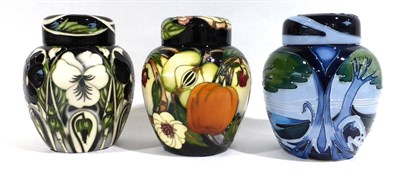 Lot 4 - A Modern Moorcroft Knypersley Pattern Ginger Jar and Cover, designed by Emma Bossons, 15.5cm; A...