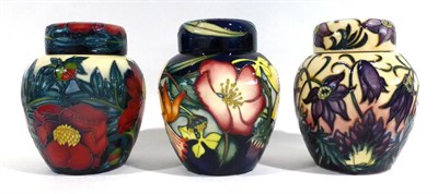 Lot 10 - A Modern Moorcroft Pasque Flower Pattern Ginger Jar and Cover, designed by Philip Gibson, 15.5cm; A