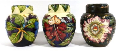 Lot 12 - A Modern Moorcroft Simeon Red Pattern Ginger Jar and Cover, designed by Philip Gibson, 15.5cm;...