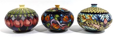 Lot 16 - A Modern Moorcroft April Tulip Pattern Jar and Cover, designed by Emma Bossons, 11cm; A Modern...