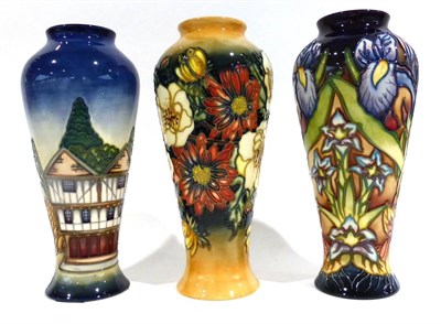 Lot 20 - A Modern Moorcroft Victoriana Pattern Vase, designed by Emma Bossons, 21cm; A Modern Moorcroft...