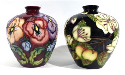 Lot 21 - A Modern Moorcroft Pansy Pattern Vase, designed by Rachel Bishop, 18cm; and A Modern Moorcroft...