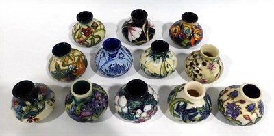 Lot 28 - A Group of Twelve Modern Moorcroft Vases, four designed by Rachel Bishop: Little Gem 58/150,...