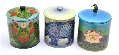 Lot 61 - A Group of Three Dennis China Works Jars and Covers, comprising: Rhino, Strawberry and...