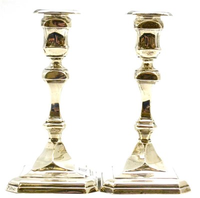 Lot 70 - A pair of loaded silver candlesticks, Sheffield 1924