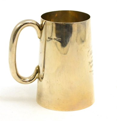 Lot 86 - A silver tankard marked for Sheffield, John Dixon and sons, engraved with a presentation...
