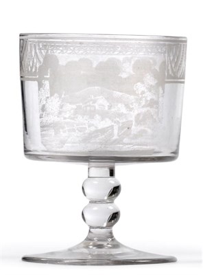 Lot 140 - A Davenport Patent Glass Rummer, circa 1806-1810, the bucket shaped bowl decorated with two...