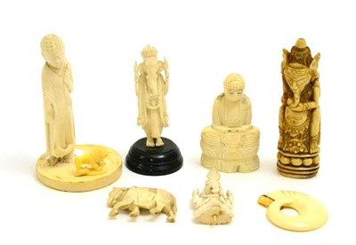 Lot 89 - A group of Indian and other ivory circa 1910-1920 including Ganesh, Buddha etc.