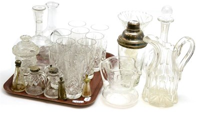 Lot 121 - Two silver topped whisky/water jugs and a quantity of assorted glass