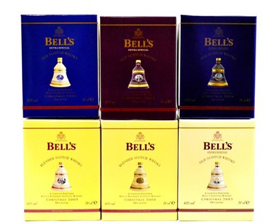 Lot 122 - Six Bells Christmas decanters, years 2001-2006 inclusive (6)