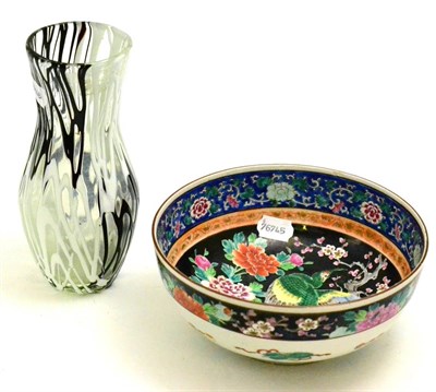 Lot 126 - A Chinese bowl together with a studio glass vase