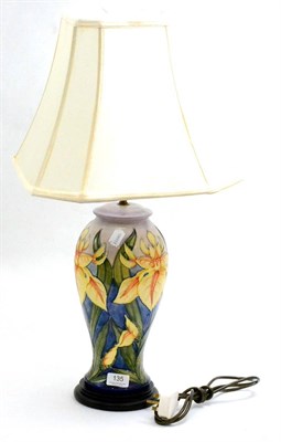 Lot 135 - Moorcroft pottery Orchid pattern table lamp and shade