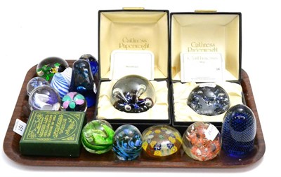 Lot 151 - Collection of Caithness and other glass paperweights including a pansy example with star cut base