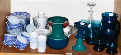 Lot 177 - Rosenthal studio-line vase and candlestick, blue glass water set, eggshell porcelain teaset etc