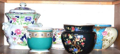 Lot 189 - Two plant holders, china ice pail, pottery fruit bowl and slop pail and cover