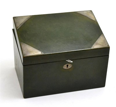 Lot 209 - A silver mounted green leather correspondence box, from the Times Book Club, London