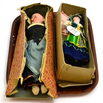 Lot 212 - Small Armand Marseille 390 bisque socket head doll, fully dressed in a national costume, 30cm;...