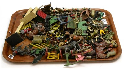 Lot 228 - A quantity of playworn Britains and other models