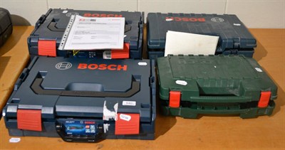 Lot 540 - A Bosch GOP250CE, a GBH2400 drill, a GWI 10.8 VLI and a Bosch PMF180E multi