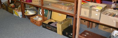 Lot 598 - An extensive collection of household items including LPs, storage jars, copper coal buckets, copper