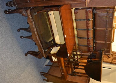 Lot 606 - A nest of three reproduction walnut occasional tables, a walnut side table, a small mahogany...