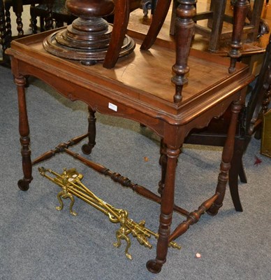 Lot 614 - A Victorian breakfast table, oak barley twist table, pair of hall chairs and a torchere (5)