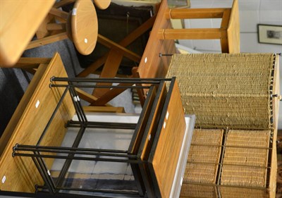 Lot 622 - A collection of assorted modern household furniture including laundry baskets, two bookcases...