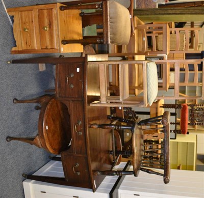 Lot 633 - A cut down Windsor chair, bedside cabinet, stool, side table and a metamorphic chair (5)