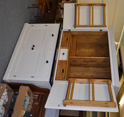 Lot 639 - A modern white painted kitchen cupboard with marble top