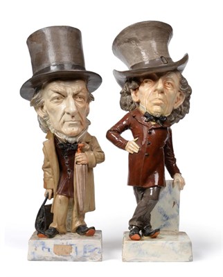Lot 176 - A Pair of Pottery Caricature Figures of Gladstone and Disraeli, late 19th century, both...