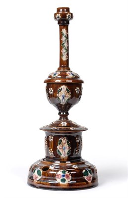 Lot 178 - A Measham Bargeware Smoker's Compendium, circa 1890, typically applied with foliage, comprising...