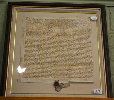 Lot 671 - Framed Indenture, circa 1560