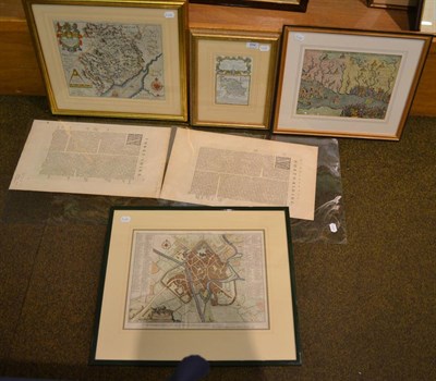 Lot 694 - Four maps 'A plan of the city of York', 'Parte of Brknokshere', 'Bristol', 'Ferribridg';...