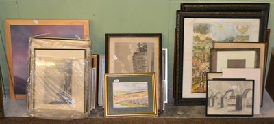 Lot 695 - A group of pictures including a signed Norman Wade print, limited edition 58/60, Framwellgate...