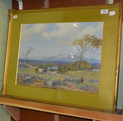 Lot 698 - * Young? Landscape with cattle grazing, signed, watercolour