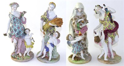 Lot 182 - A Set of Four Meissen Style Porcelain Figures of the Seasons, late 19th century, as classical...