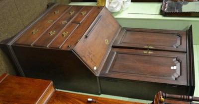 Lot 721 - George III oak bureau bookcase with panelled upper section