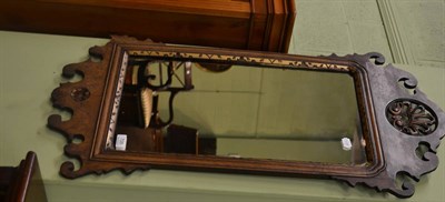 Lot 726 - 19th century mahogany fretwork mirror with gilt slip