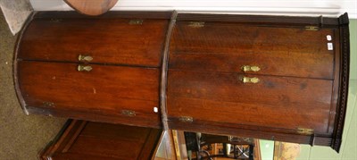 Lot 735 - George III oak bow fronted standing corner cupboard