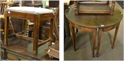 Lot 756 - A pair of demi-lune tables and a stool