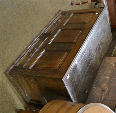 Lot 762 - 18th century oak three panel coffer fitted with two base drawers