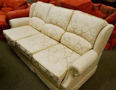 Lot 802 - Brocade upholstered three seater sofa