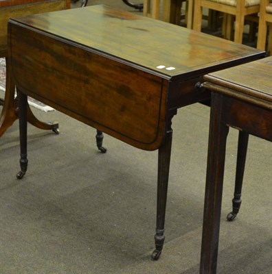 Lot 805 - 19th century inlaid mahogany Pembroke table and a George III mahogany fold over tea table