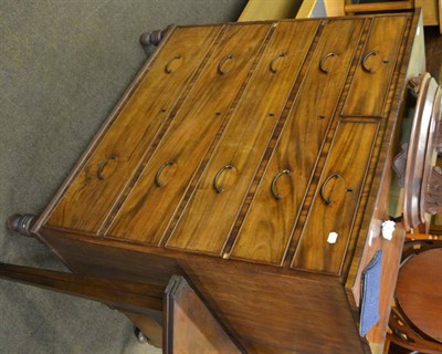 Lot 818 - George III mahogany chest of drawers, two short over four long graduated cockbeaded drawers...